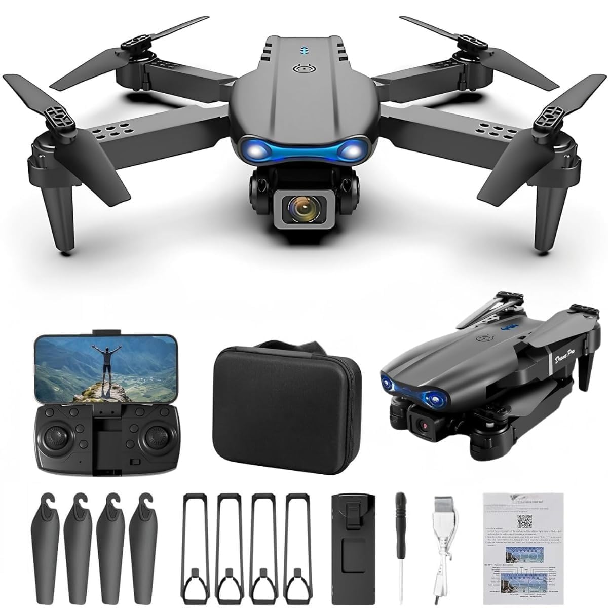 Drone with 4k Camera Foldable 1080P HD Drone with FPV Live Video, Gestures Selfie, Altitude Hold, One Key Take Off/Landing, 3D Series Flips, Headless Mode For Kids And Adults B1