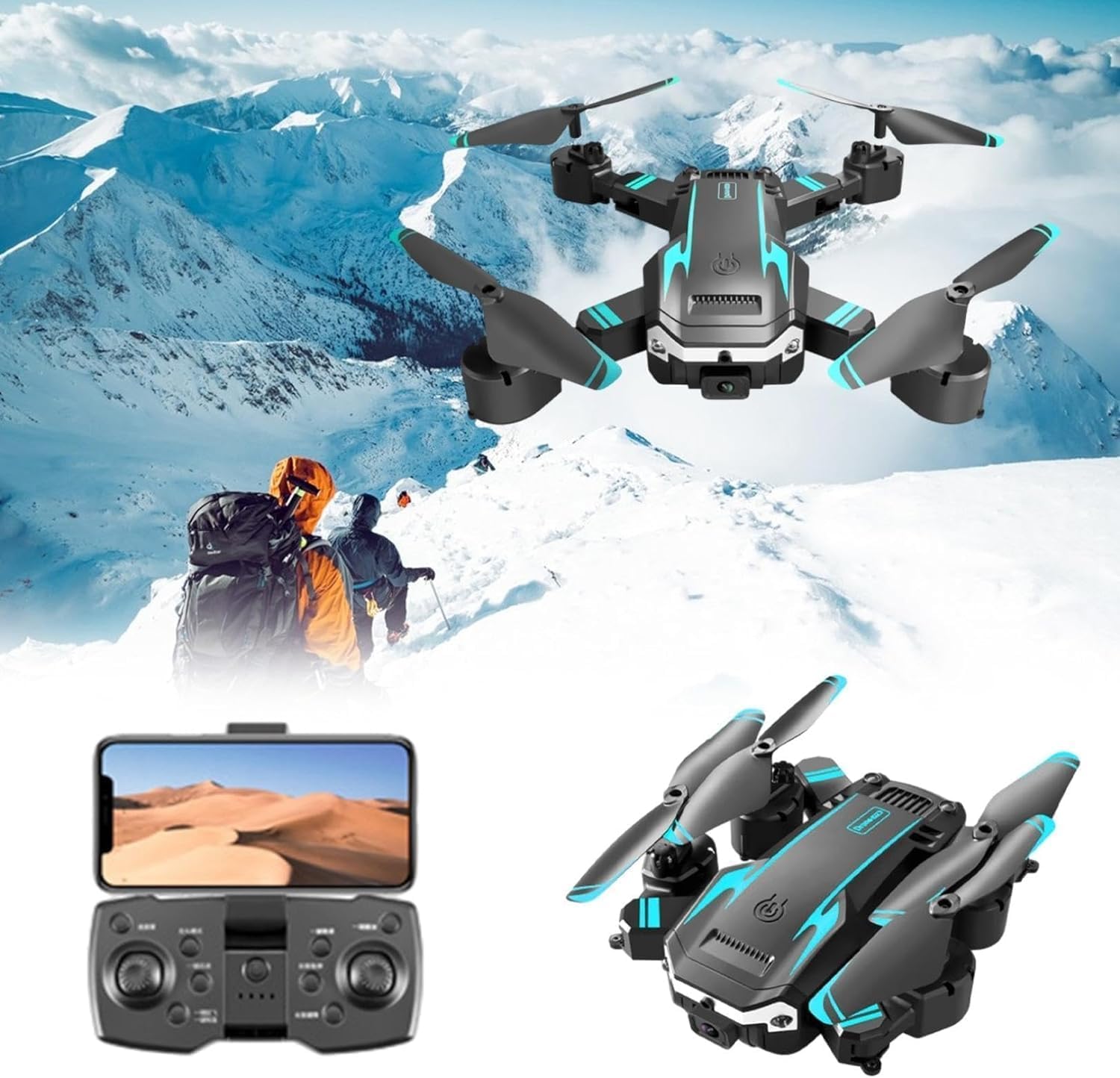 Drone with 4k Camera Foldable 1080P HD Drone with FPV Live Video, Smart Gestures Selfie, Altitude Hold, One Key Take Off/Landing For Kids And Adults B2